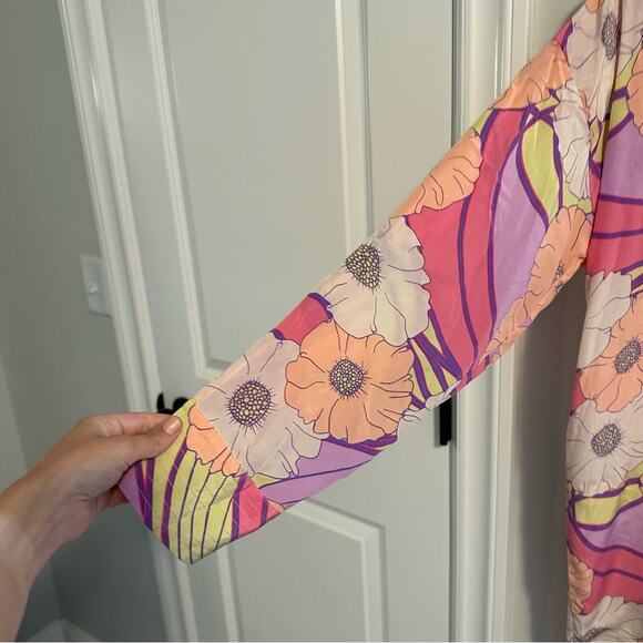 Rachel Comey Pink Purple Pop Floral Silk Robe Dress XS/S Oversized - Picture 16 of 16
